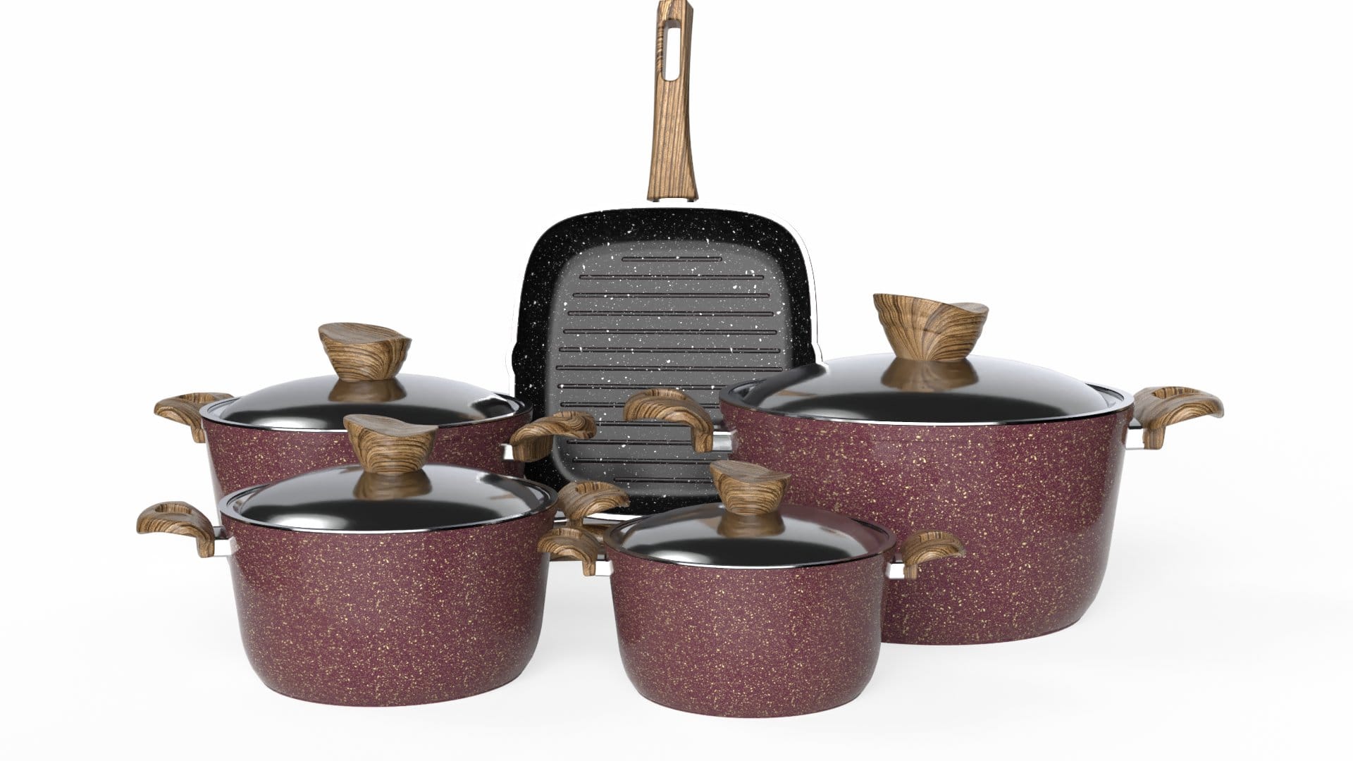 Granite 9 pieces set ( pot 18/20/24/28/ Grill 28cm)